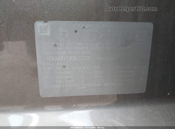 1GNSKBKC4GR107636 2016 CHEVROLET TAHOE Brown ძრავის განყოფილების ხედი