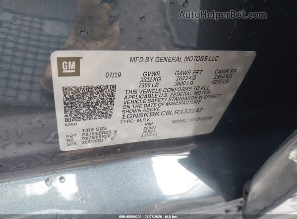 1GNSKBKC6LR133147 2020 CHEVROLET TAHOE Серый Вид подкапотного пространства