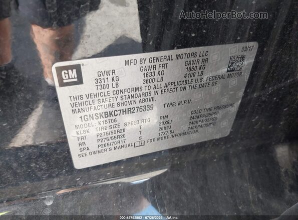 1GNSKBKC7HR276339 2017 CHEVROLET TAHOE Черный Вид подкапотного пространства