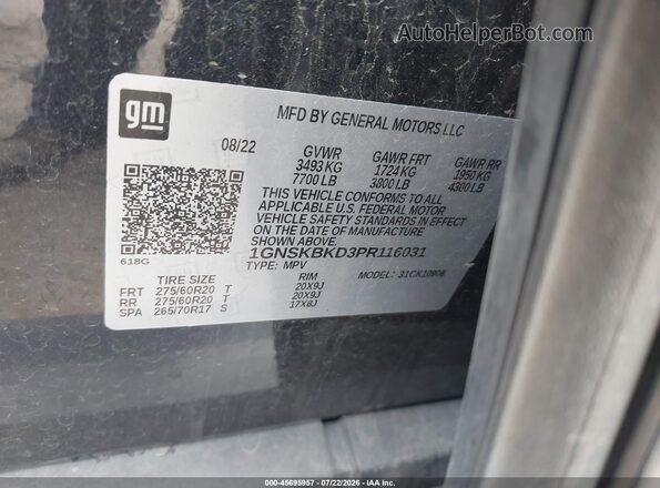 1GNSKBKD3PR116031 2023 CHEVROLET SUBURBAN Gray Widok komory silnika