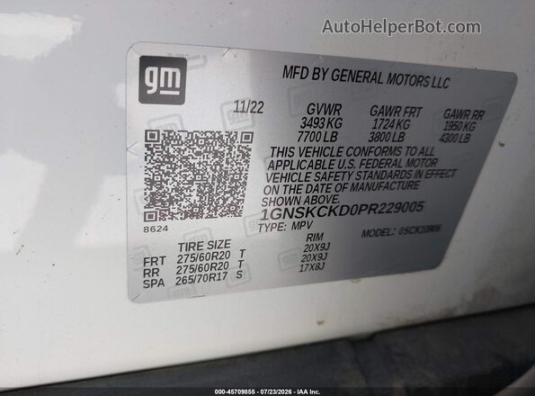 1GNSKCKD0PR229005 2023 CHEVROLET SUBURBAN White Շարժիչի բաժամունքի տեսք