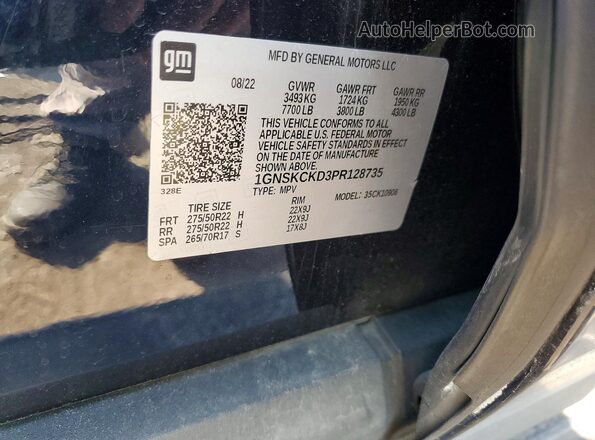1GNSKCKD3PR128735 2023 CHEVROLET SUBURBAN Blue Vista interior de 360 grados