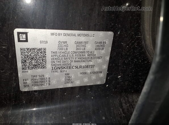 1GNSKEEC5LR108737 2020 CHEVROLET TAHOE Black Շարժիչի բաժամունքի տեսք
