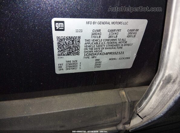 1GNSKFKD4PR552121 2023 CHEVROLET SUBURBAN Black Widok komory silnika