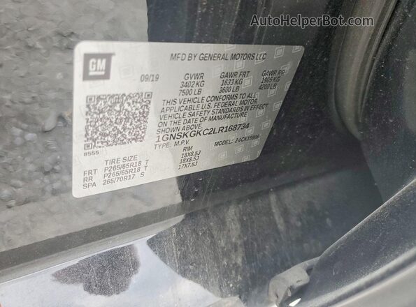 1GNSKGKC2LR168734 2020 CHEVROLET SUBURBAN Черный Вид наклейки с VIN-кодом