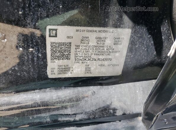 1GNSKJKJ5LR143970 2020 CHEVROLET SUBURBAN Black VIN კოდის სტიკერის ხედი