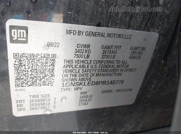 1GNSKLED8PR148779 2023 CHEVROLET TAHOE Gray Vista del compartimento del motor