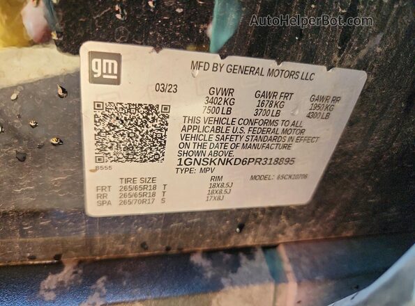 1GNSKNKD6PR318895 2023 CHEVROLET TAHOE Black VIN կոդի պիտակի տեսք