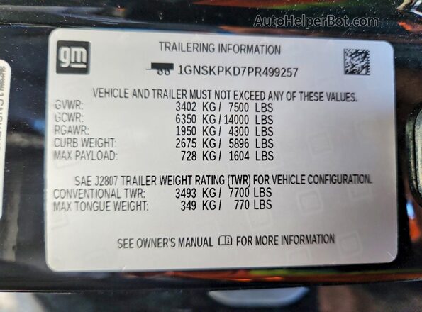 1GNSKPKD7PR499257 2023 CHEVROLET TAHOE Black Vista interior de 360 grados