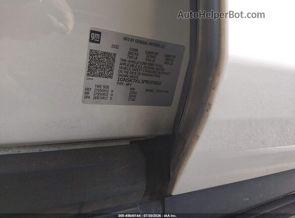 1GNSKTKL3PR205692 2023 CHEVROLET TAHOE White Engine compartment view
