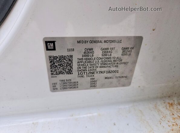 1GT12NEY7KF182001 2019 GMC SIERRA White Շարժիչի բաժամունքի տեսք