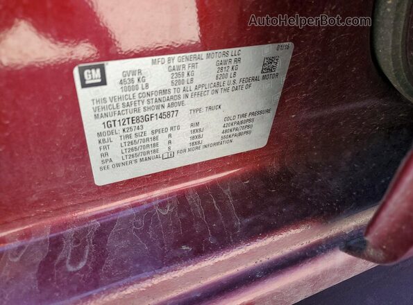 1GT12TE83GF145877 2016 GMC SIERRA Красный Вид подкапотного пространства