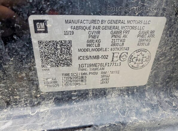 1GT19ME76LF177113 2020 GMC SIERRA Black ძრავის განყოფილების ხედი