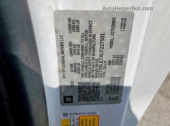 1GT39LE7XLF227501 2020 GMC SIERRA White Widok komory silnika