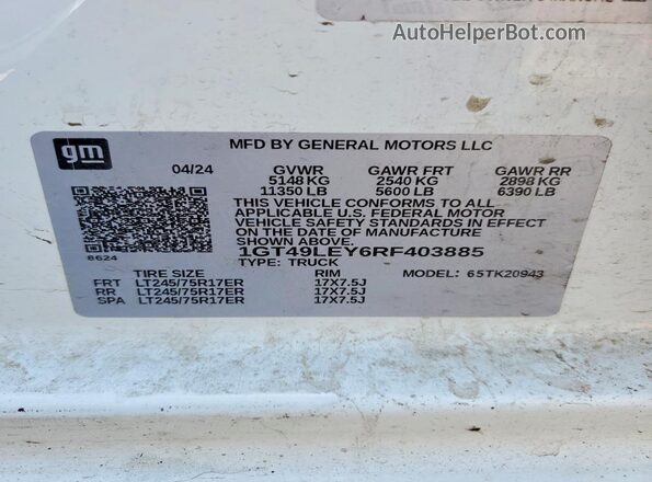 1GT49LEY6RF403885 2024 GMC SIERRA Белый Вид подкапотного пространства