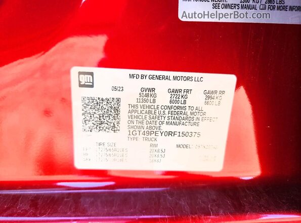 1GT49PEY0RF150375 2024 GMC SIERRA Gray Widok komory silnika
