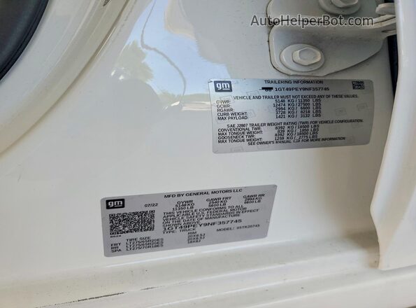 1GT49PEY9NF357745 2022 GMC SIERRA Белый Вид подкапотного пространства