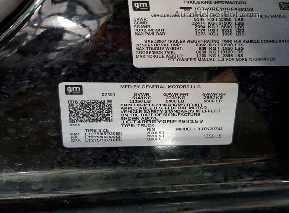 1GT49REY0RF468153 2024 GMC SIERRA Black Vista del compartimento del motor