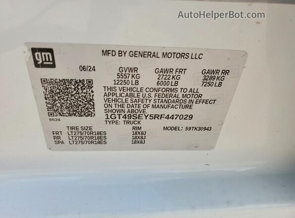 1GT49SEY5RF447029 2024 GMC SIERRA White Engine compartment view