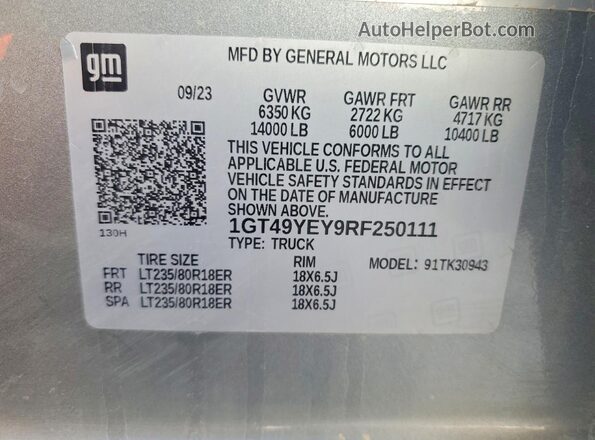 1GT49YEY9RF250111 2024 GMC SIERRA Silver Engine compartment view