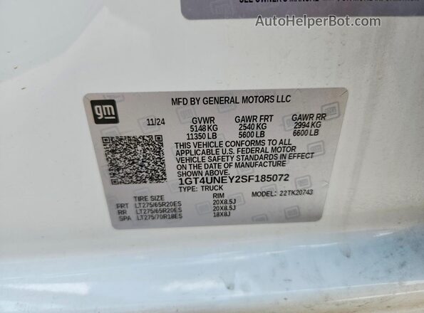 1GT4UNEY2SF185072 2025 GMC SIERRA White Engine compartment view