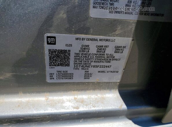 1GT4UNEY8SF222447 2025 GMC SIERRA Silver Vista del compartimento del motor