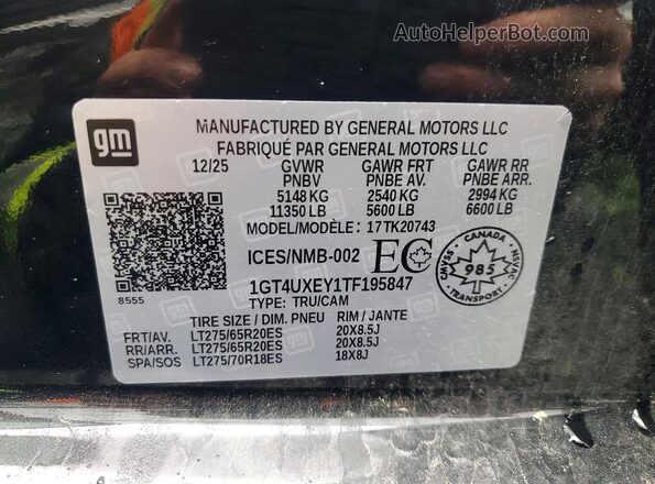 1GT4UXEY1TF195847 2026 GMC SIERRA Black Շարժիչի բաժամունքի տեսք