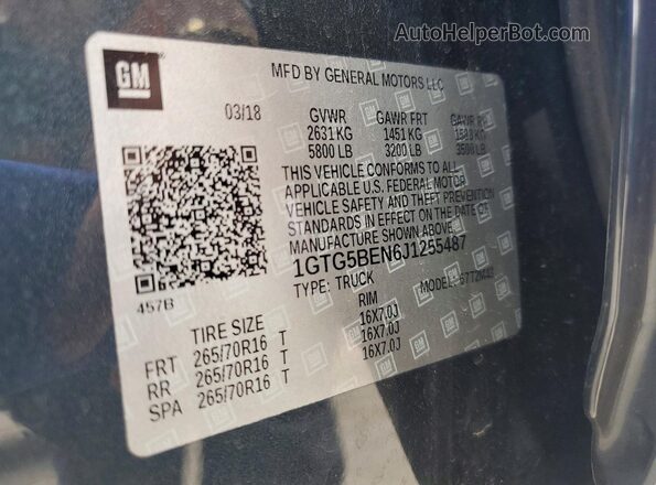 1GTG5BEN6J1255487 2018 GMC CANYON Black Engine compartment view