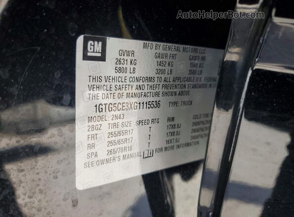1GTG5CE3XG1115536 2016 GMC CANYON Black Engine compartment view