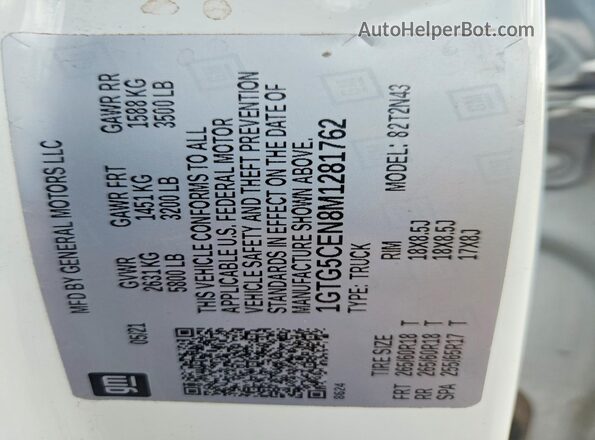 1GTG5CEN8M1281762 2021 GMC CANYON White Widok naklejki z numerem VIN