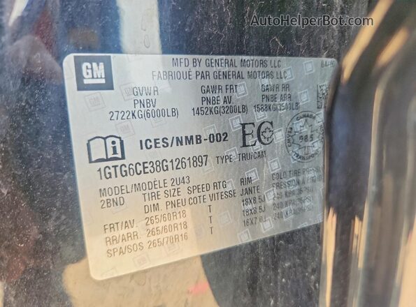 1GTG6CE38G1261897 2016 GMC CANYON Black Engine compartment view