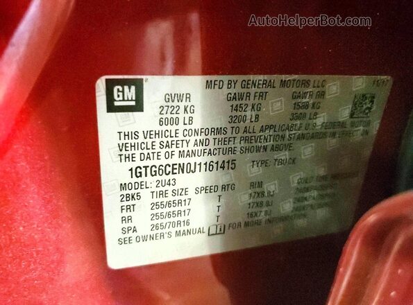 1GTG6CEN0J1161415 2018 GMC CANYON Red Engine compartment view
