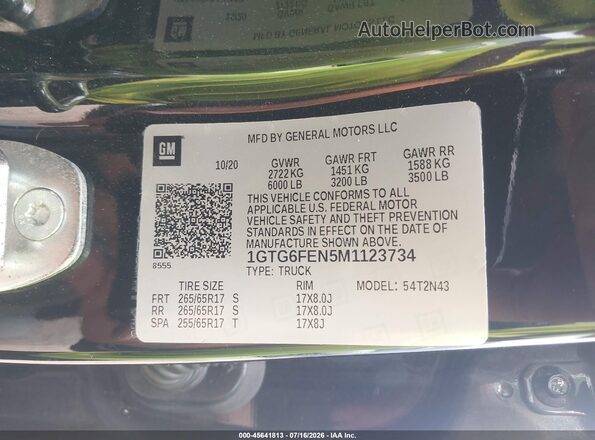 1GTG6FEN5M1123734 2021 GMC CANYON Black Engine compartment view