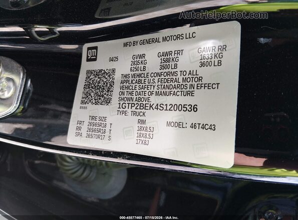 1GTP2BEK4S1200536 2025 GMC CANYON Black Engine compartment view