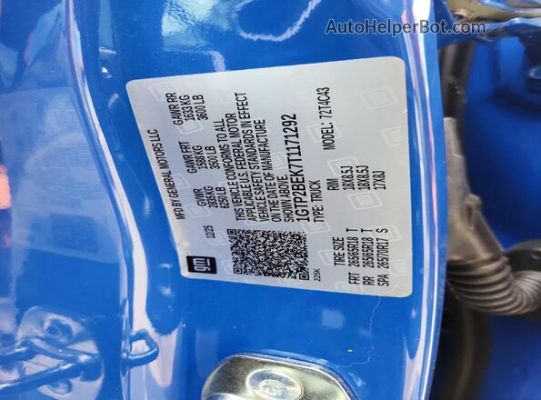 1GTP2BEK7T1171292 2026 GMC CANYON Blue Շարժիչի բաժամունքի տեսք