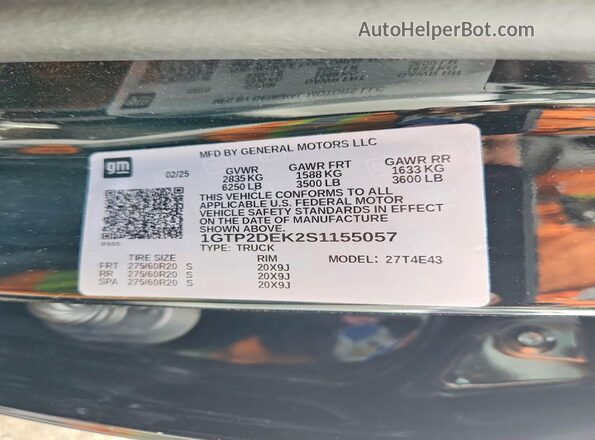 1GTP2DEK2S1155057 2025 GMC CANYON Black Вид підкапотного простору