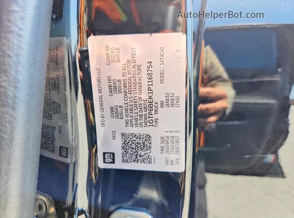 1GTP6BEK1P1168754 2023 GMC CANYON Black VIN sticker view