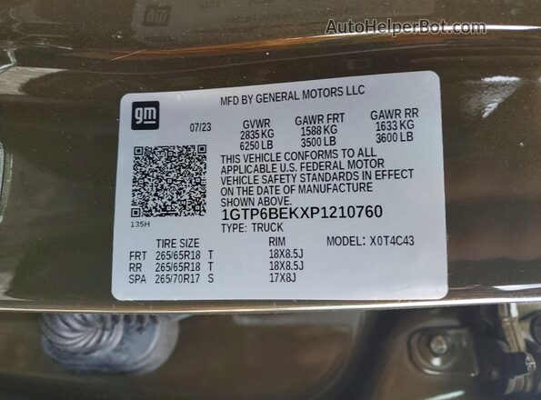 1GTP6BEKXP1210760 2023 GMC CANYON Зеленый Вид подкапотного пространства