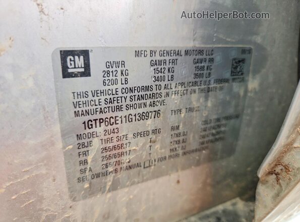 1GTP6CE11G1369776 2016 GMC CANYON Silver ძრავის განყოფილების ხედი