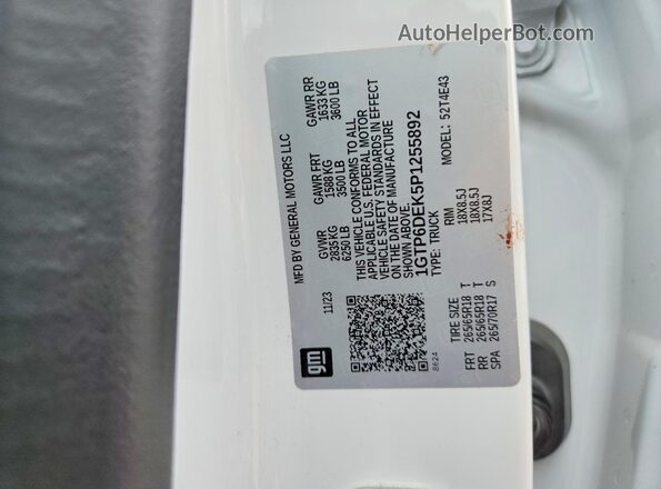 1GTP6DEK5P1255892 2023 GMC CANYON White Շարժիչի բաժամունքի տեսք
