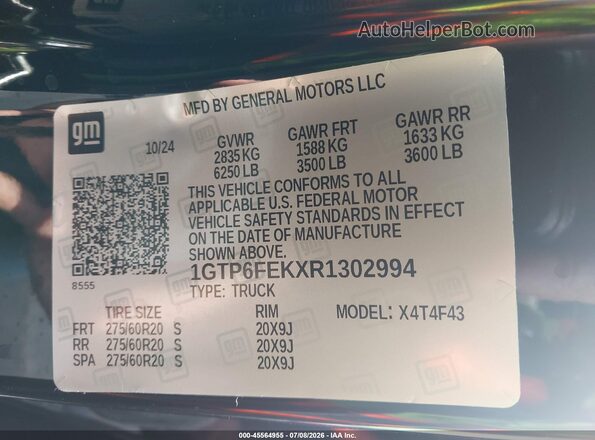 1GTP6FEKXR1302994 2024 GMC CANYON Black Շարժիչի բաժամունքի տեսք