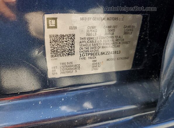 1GTP9EEL5KZ241913 2019 GMC SIERRA Blue Engine compartment view