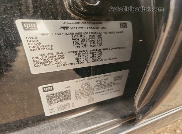 1GTP9EEL5MZ413151 2021 GMC SIERRA Black Vista del compartimento del motor