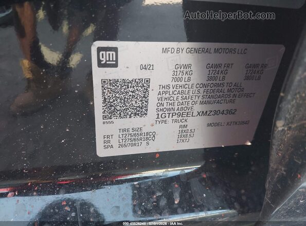 1GTP9EELXMZ304362 2021 GMC SIERRA Black Widok komory silnika