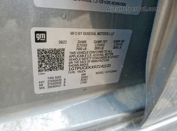 1GTPUCEKXRZ141133 2024 GMC SIERRA Gray Вид наклейки з VIN-кодом
