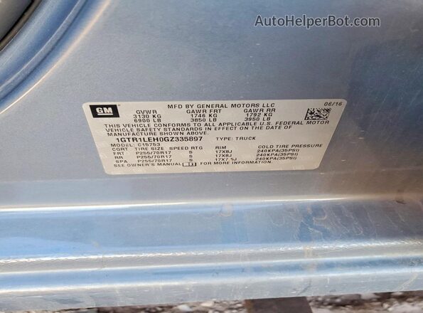 1GTR1LEH0GZ335897 2016 GMC SIERRA Gray VIN sticker view