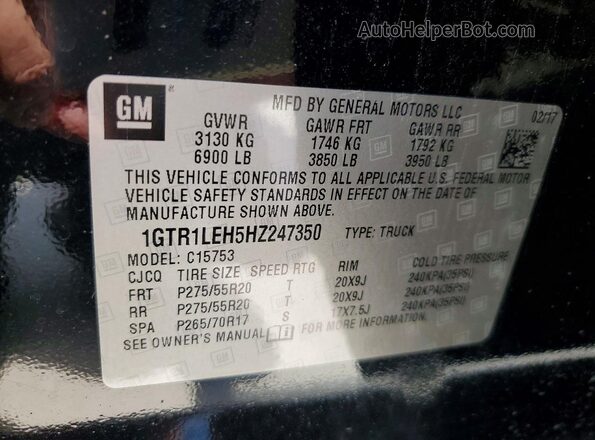 1GTR1LEH5HZ247350 2017 GMC SIERRA Black ძრავის განყოფილების ხედი