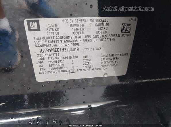 1GTR1MEC1HZ204019 2017 GMC SIERRA Black Engine compartment view