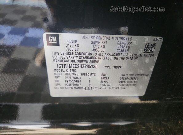 1GTR1MEC2HZ285130 2017 GMC SIERRA Black Engine compartment view