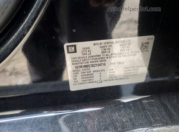 1GTR1MEC7GZ104716 2016 GMC SIERRA Black Շարժիչի բաժամունքի տեսք